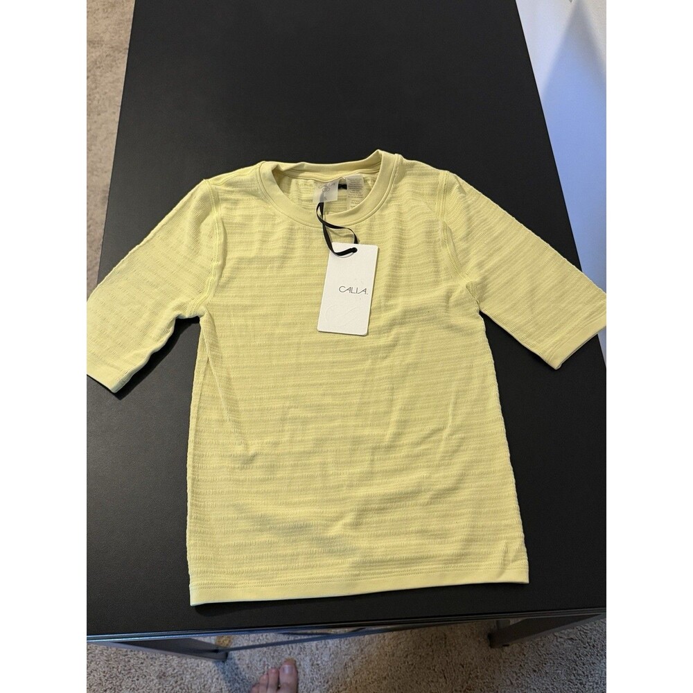 CALIA Seamless Crop Tee Womens Small Lime Color Activewear Workout Top NWT